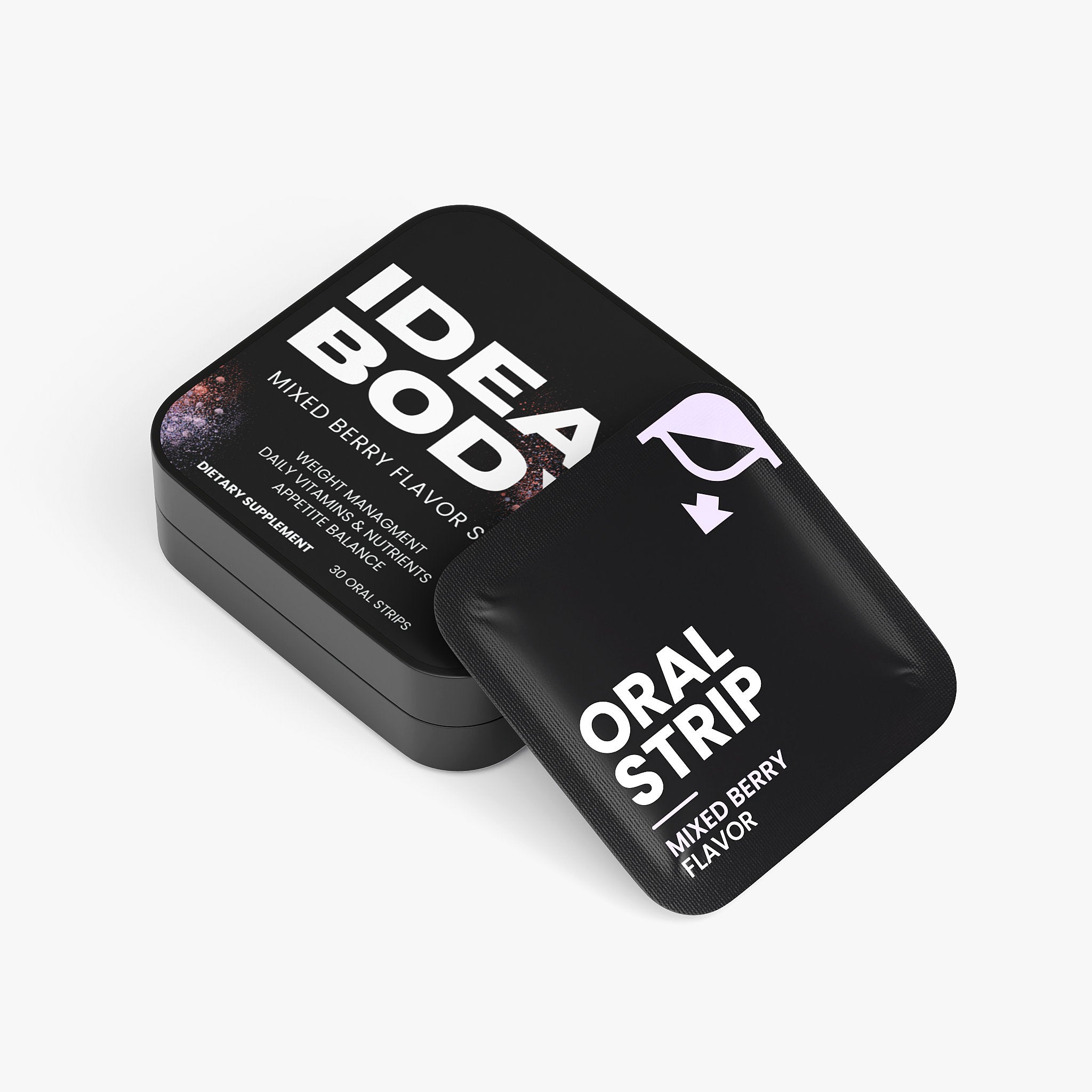 NeuroSelf Ideal Body Strips for weight management, featuring a label with product details and branding on a white background.