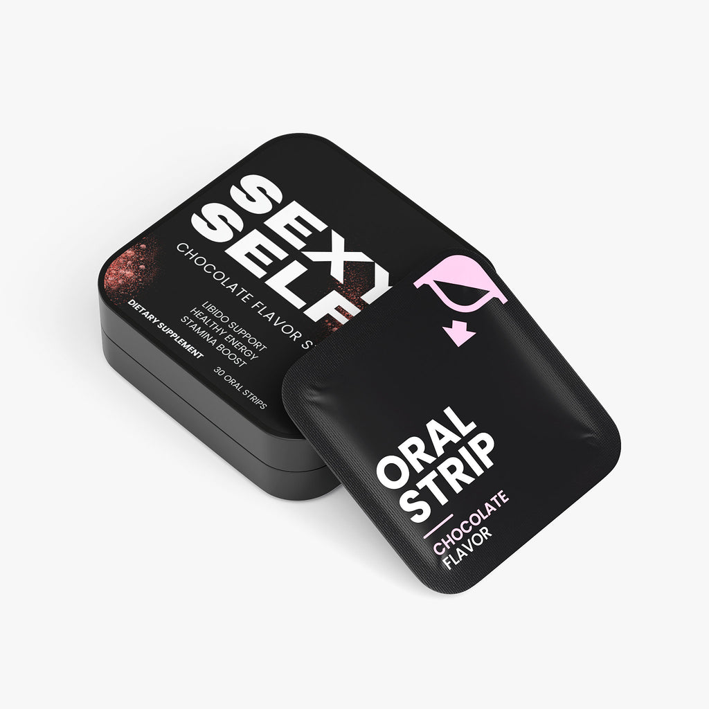 NeuroSelf Sexy Self Strips for sexual wellness, featuring a close-up of the product packaging with branding and label details.