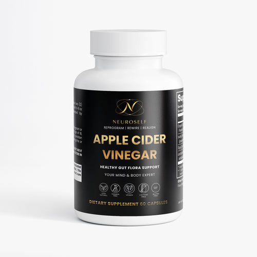 NeuroSelf Apple Cider Vinegar Capsules for digestive support, showing the supplement bottle with label details.