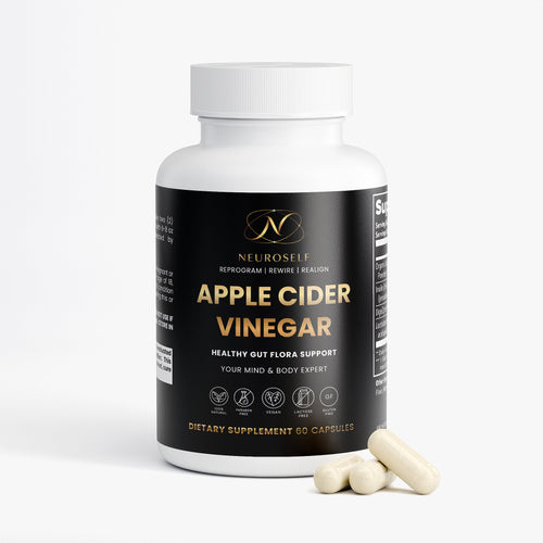 NeuroSelf Apple Cider Vinegar Capsules for digestive support, showing the supplement bottle with label details.