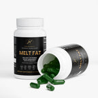 NeuroSelf Melt Fat with MCT weight management supplement bottle with label showing product details and branding.