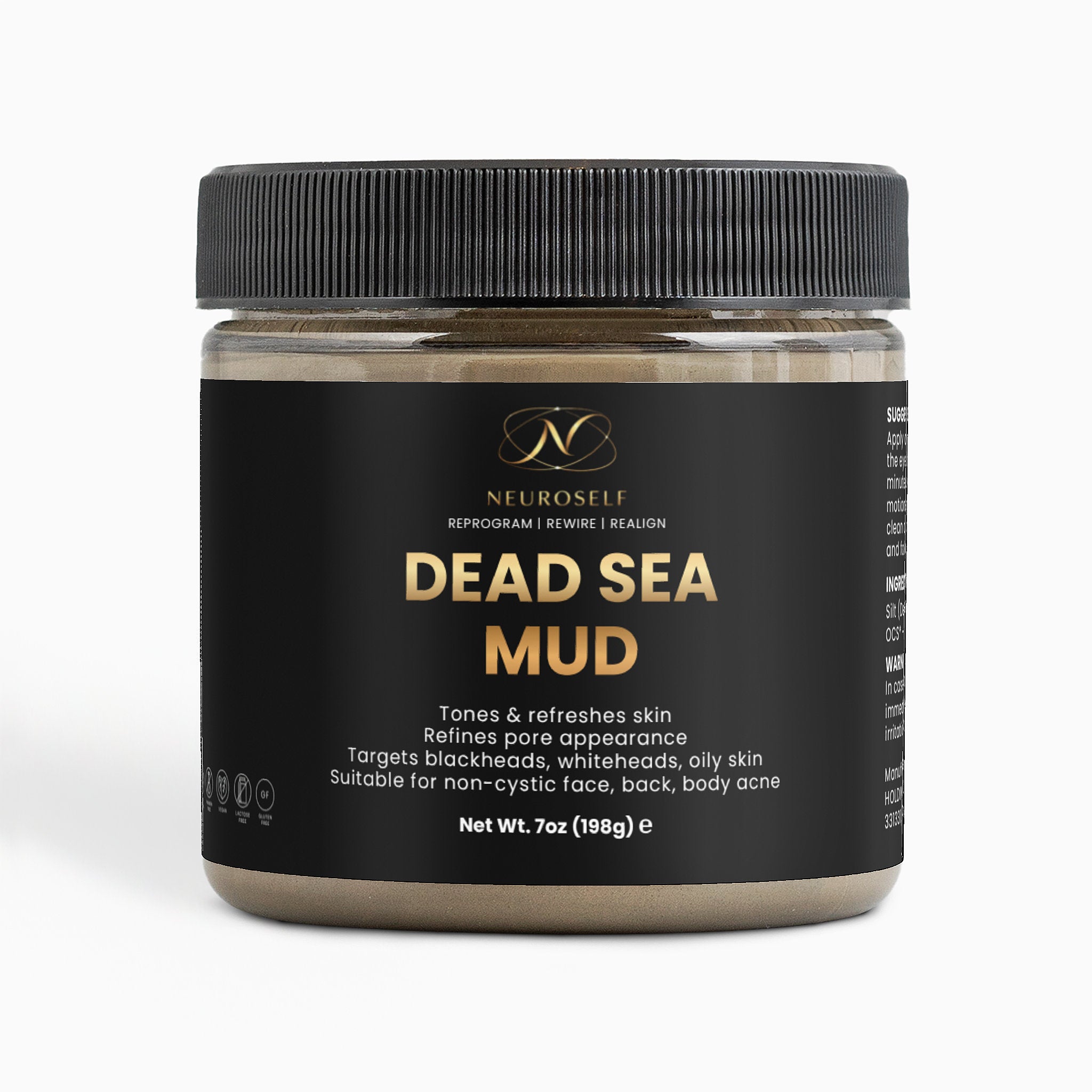 NeuroSelf Dead Sea Mud body care product featuring natural mineral-rich mud for skin detox and revitalization.