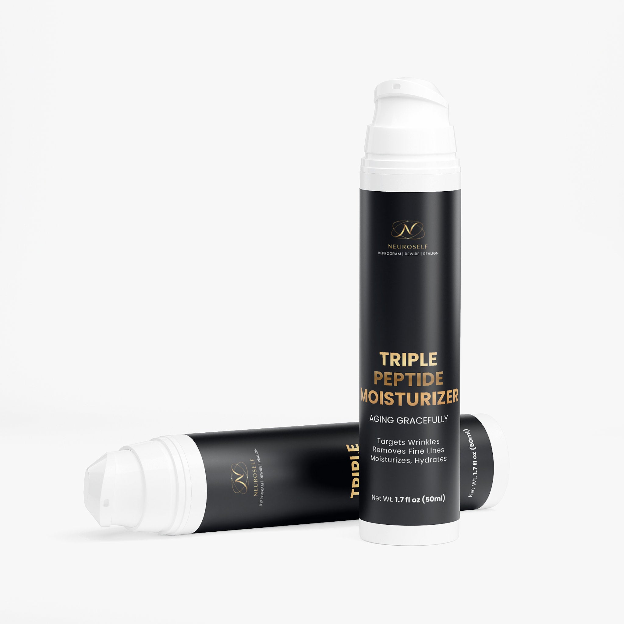 NeuroSelf Triple Peptide Moisturizer for facial care, creamy texture in a jar, with natural ingredients and skincare benefits.