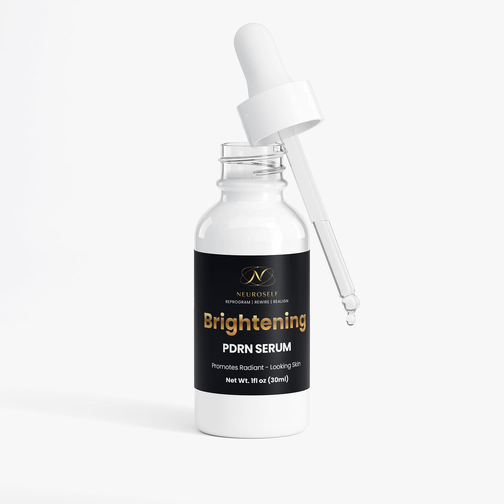 NeuroSelf PDRN Brightening Serum bottle with label, facial care product for skin brightening and rejuvenation.
