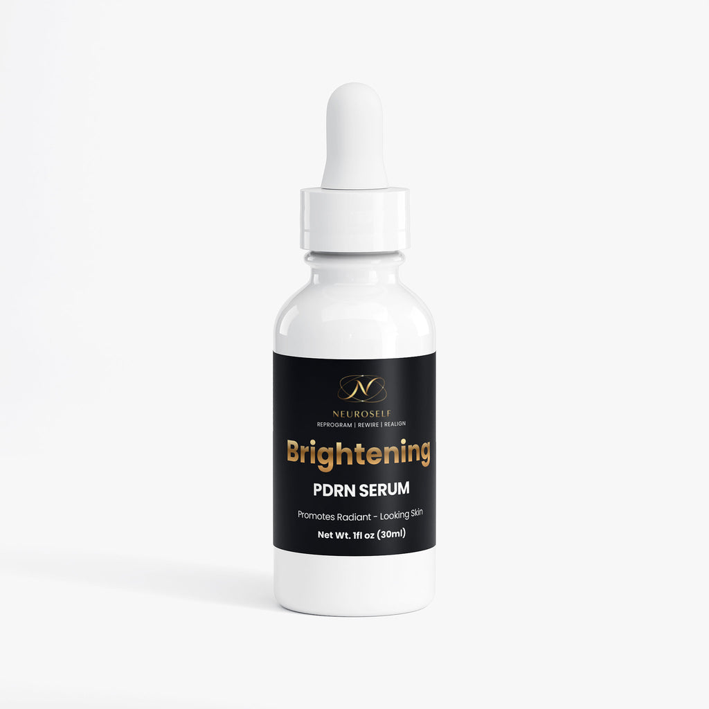 NeuroSelf PDRN Brightening Serum bottle with dropper, facial care product for skin brightening and rejuvenation.
