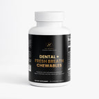 NeuroSelf Dental and Fresh Breath Chewables in a plastic container, designed for oral health and freshening breath.