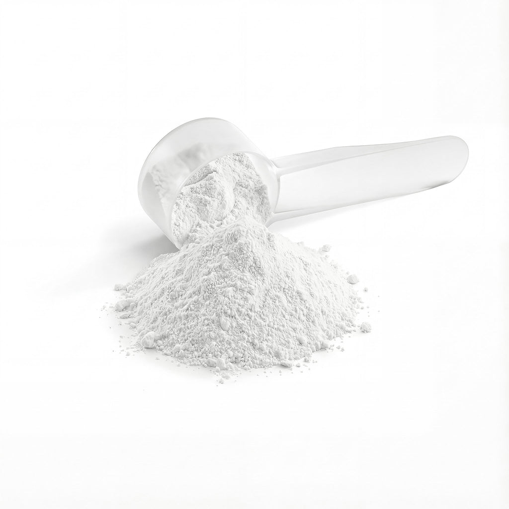 NeuroSelf Creatine Hydration Powder for muscle building, shown in a clear container with label and scoop, on a white background.