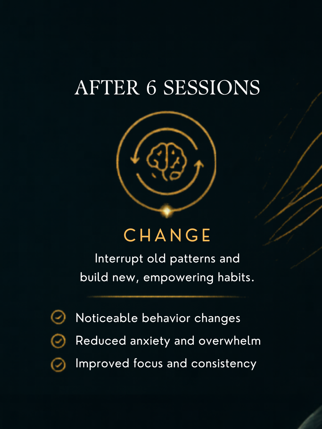 NeuroSelf Six Sessions mental health program booklet with colorful abstract cover design and session details.
